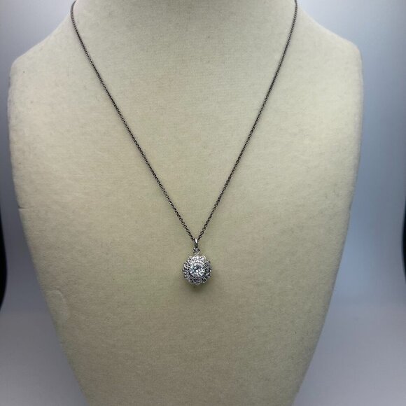 Freida Rothman Jewelry - Freida Rothman Double-Sided Halo Pendant Necklace -CZ and Sterling Silver - NWOT